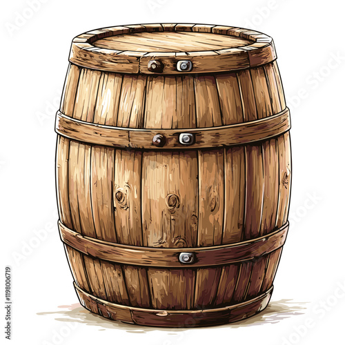A wooden barrel vector clipart illustration isolated on a white background