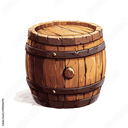 A wooden barrel vector clipart illustration isolated on a white background