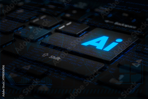 keyboard with a AI logo, artificial intelligence