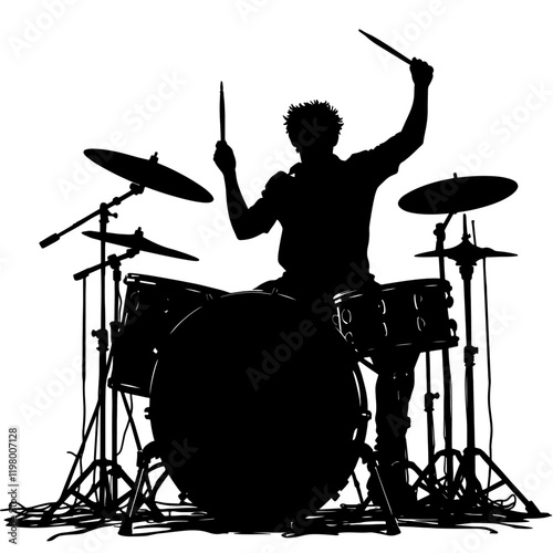 Captivating Black and White Silhouettes of Drummers in Dynamic Performances