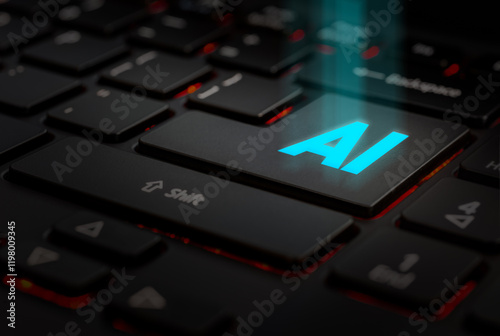 keyboard with a AI logo, artificial intelligence