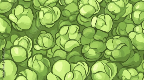 A Vibrant and Delicious Cartoon Style Green Popcorn Pattern Background for Food Lovers