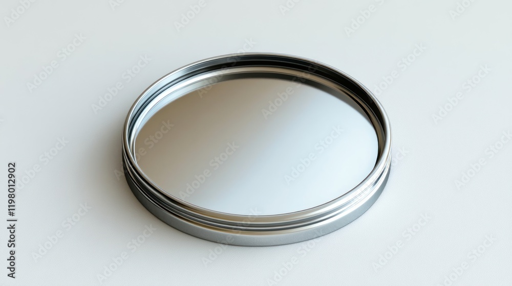Reflective Circular Metal Frame, Minimalist Design Studio Shot Reflective Circular Metal Frame, Minimalist Design Studio Shot