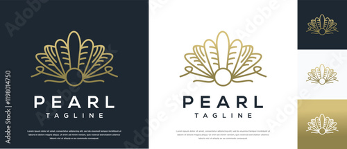 Shell pearl logo design illustration. Shell pearl logo template.