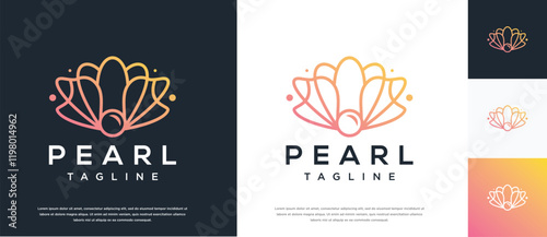Shell pearl logo design illustration. Shell pearl logo template.