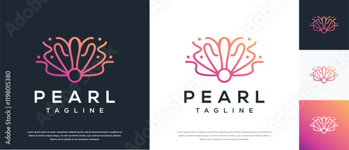 Shell pearl logo design illustration. Shell pearl logo template.