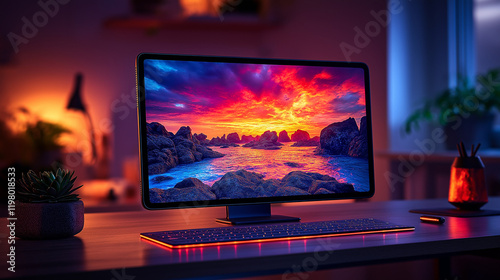 Modern Desk with High-Resolution Tablet and Stylus