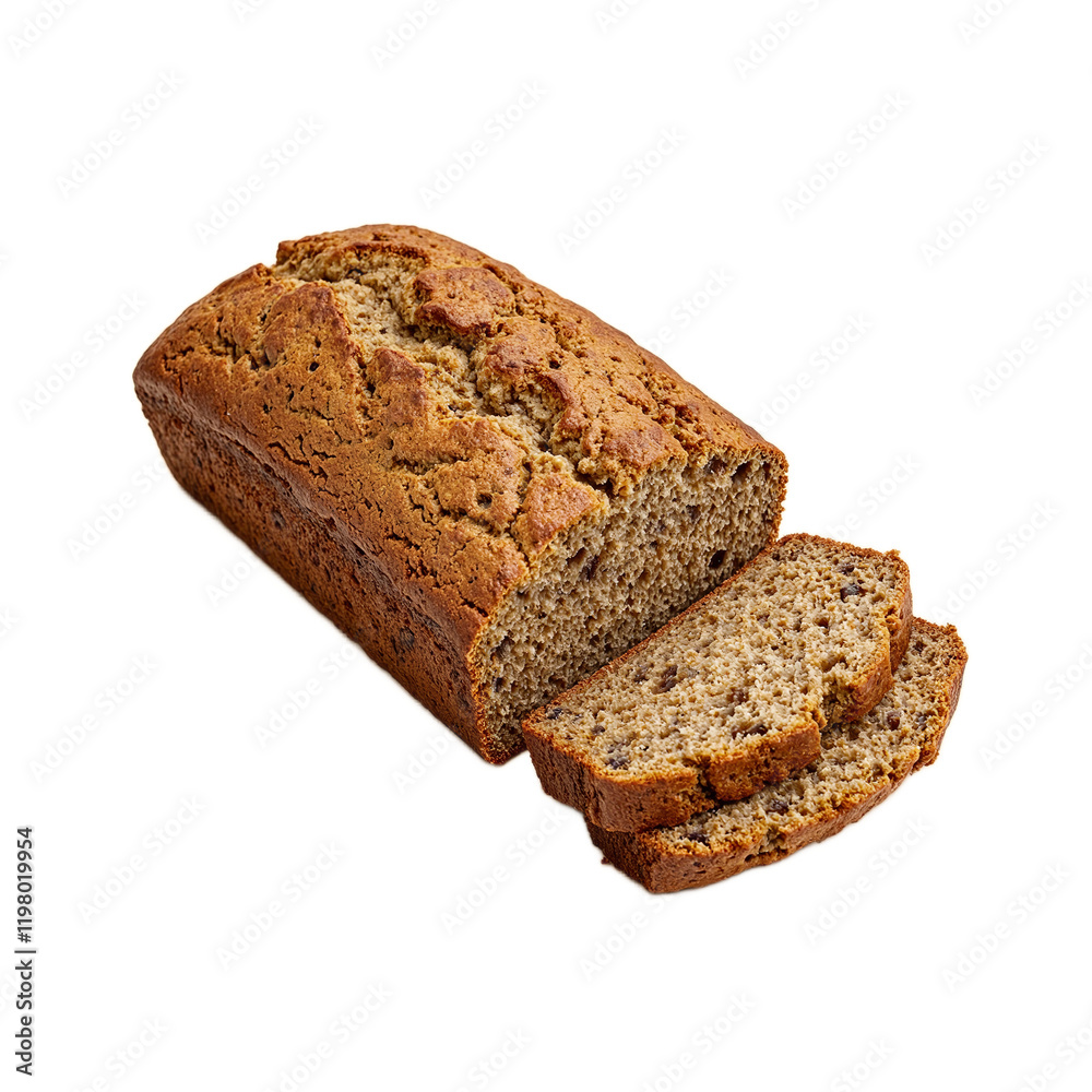 Freshly sliced banana bread showcasing its moist texture Freshly sliced banana bread showcasing its moist texture