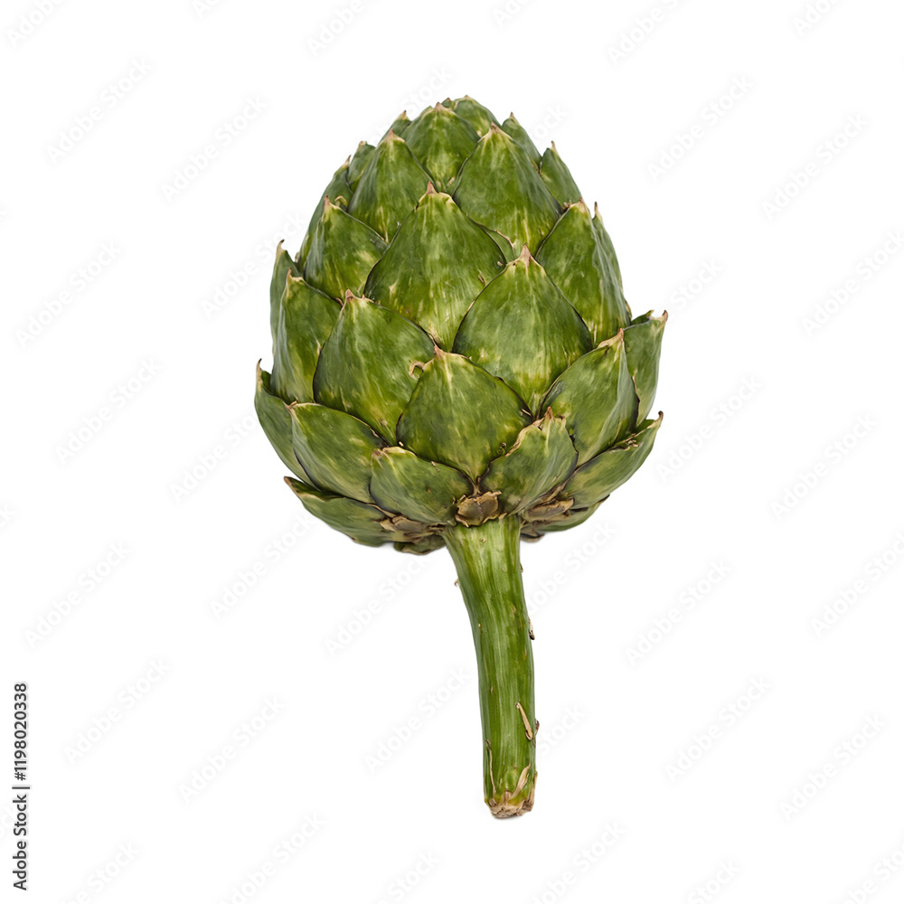 Obraz premium Fresh green artichoke on white surface