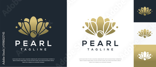 Shell pearl logo design illustration. Shell pearl logo template.