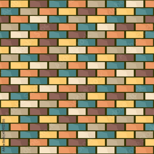 Seamless pattern artistic brick wall vector illustration print for textile, wallpaper, paper, pack etc geometrical background 