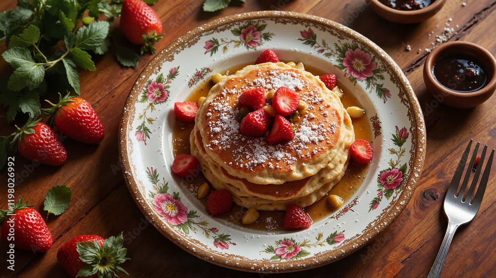 Pancakes with Berries and balsamic reduction