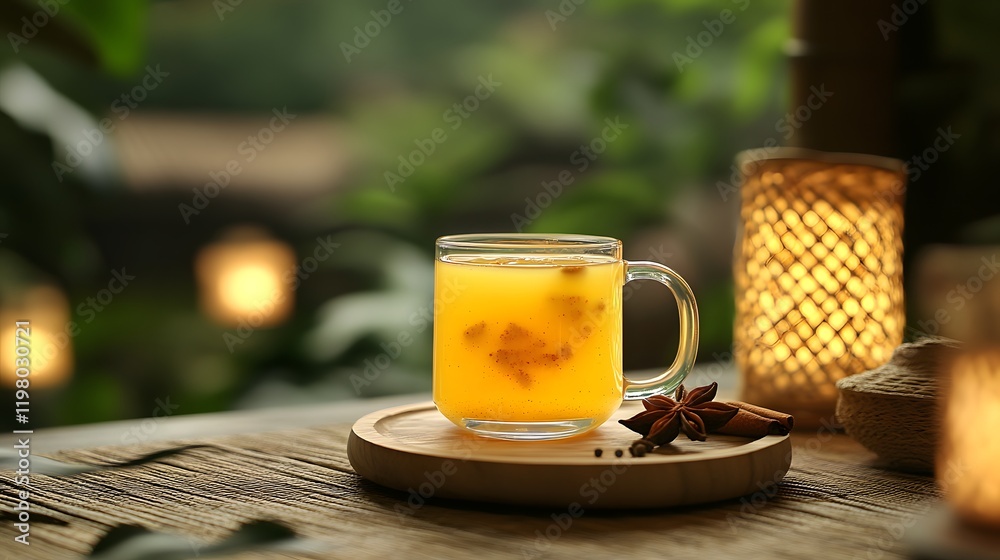 Warm and inviting, a glass of mulled wine rests on a wooden platter, surrounded by soft lights and a cozy atmosphere. Warm and inviting, a glass of mulled wine rests on a wooden platter, surrounded by soft lights and a cozy atmosphere.
