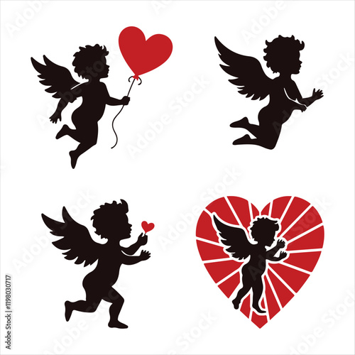 Four Cupid Silhouette Designs for Valentine's Day