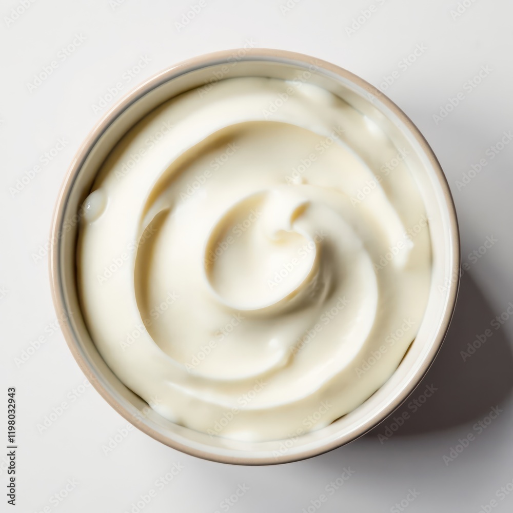 Close-up of thick white yogurt, pure white backdrop , simple, shot, milk Close-up of thick white yogurt, pure white backdrop , simple, shot, milk