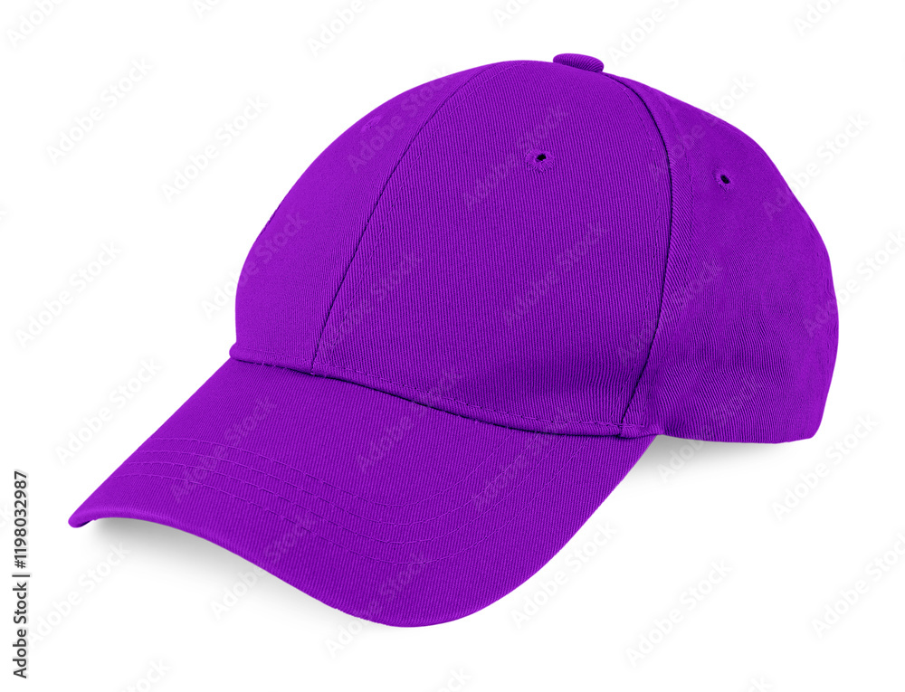 Purple cap isolated on white. Mockup for design Purple cap isolated on white. Mockup for design