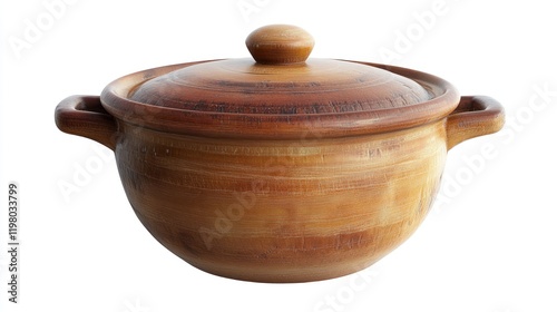 Rustic Brown Ceramic Cooking Pot with Lid photo