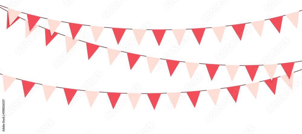 Valentines Day bunting flags with. Vector illustration for valentines day, poster, greeting cards and wedding concept.