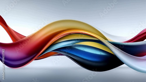 Brightly colored waves flow seamlessly across the screen, showcasing a harmonious blend of red, blue, orange, white, and black tones. This captivating design invites viewers to explore its fluidity.
