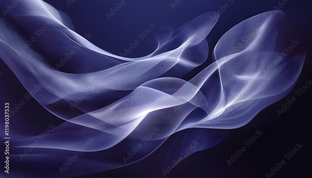 Fototapeta premium Future Dusk: Ethereal Waves of Colorful Fluidity in a Dreamy Deep Blue Contrast