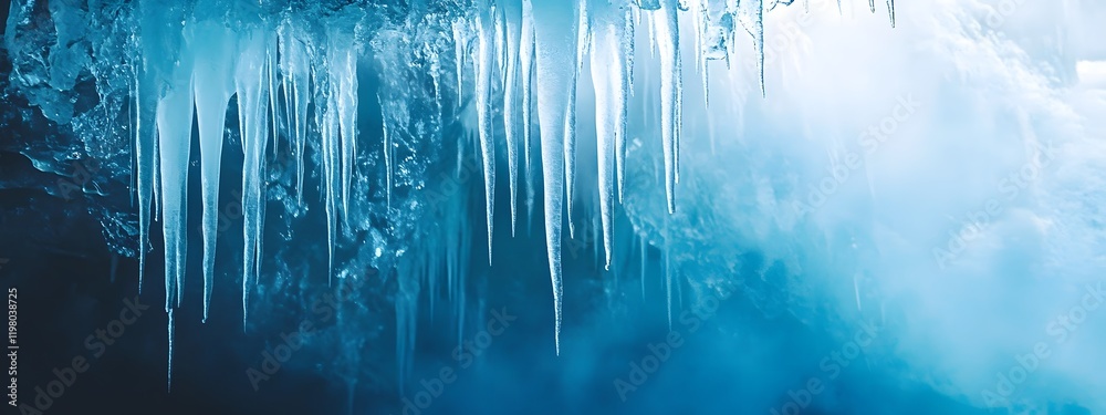 Fototapeta premium Frozen waterfall inside an ice cave 