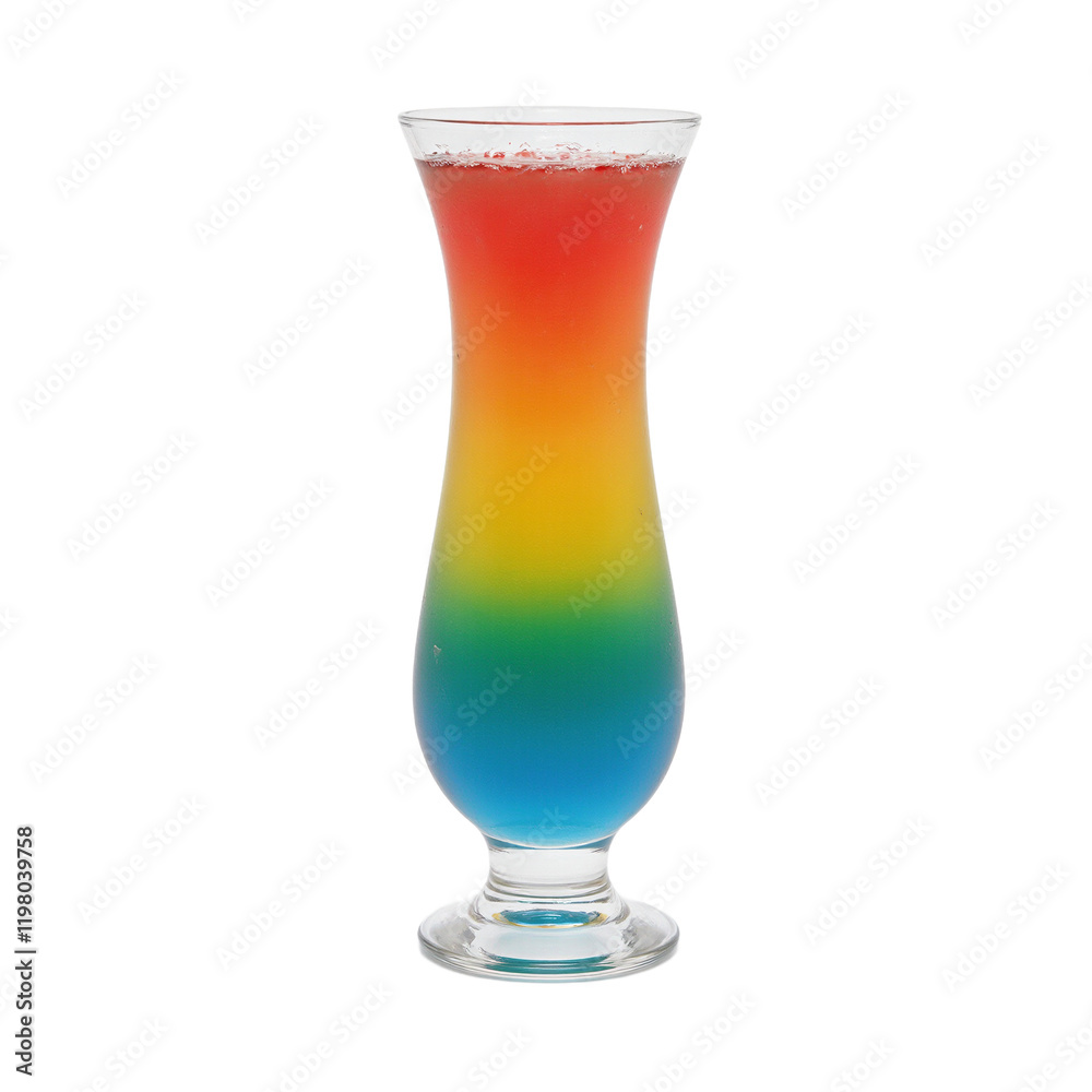 Vibrant rainbow cocktail in tall glass Vibrant rainbow cocktail in tall glass