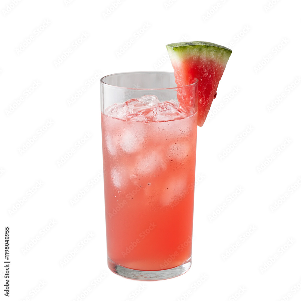 Refreshing watermelon juice in a clear glass with a fresh slice Refreshing watermelon juice in a clear glass with a fresh slice