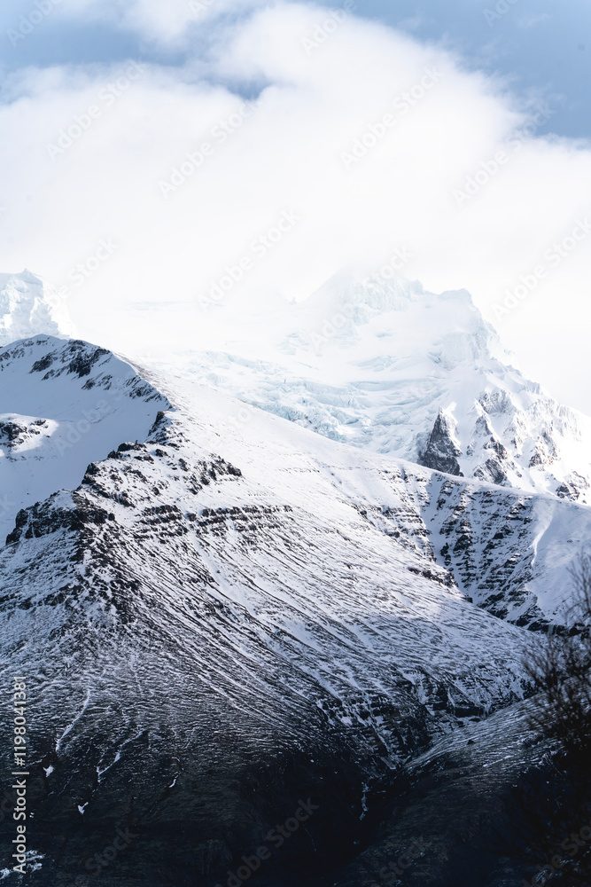 Obraz premium beautiful snow peak landscape mountain range Iceland pretty winter time ski pretty background