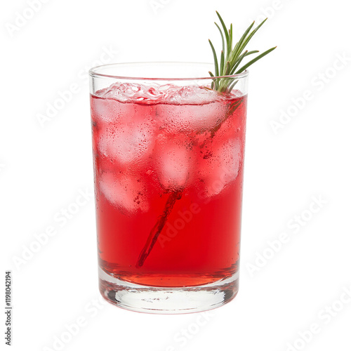 Wallpaper Mural Refreshing cranberry juice with rosemary garnish on white background Torontodigital.ca