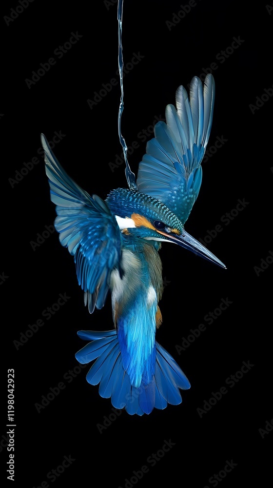 Obraz premium Kingfisher diving into water 