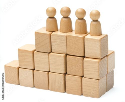 Career progression symbolized by cubes featuring knurled cylinders. Illustrates growth opportunities, personal and professional, or organizational structure. Highlights career moves in a corporation