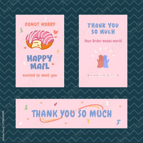 Adorable Pink Thank You Card For Your Business Packaging Insert Kit