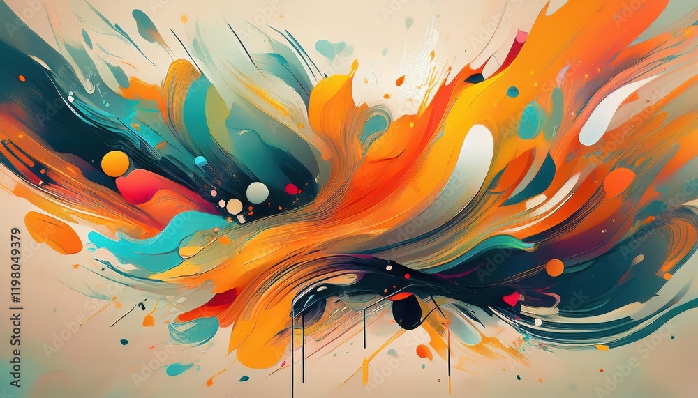 Vibrant, Expressive, and Modern Abstract Artwork Featuring Paint Strokes and Splatters, Embracing the Contemporary Design Movement with an Emphasis on Colorful Textures and Spontaneous Forms. Vibrant, Expressive, and Modern Abstract Artwork Featuring Paint Strokes and Splatters, Embracing the Contemporary Design Movement with an Emphasis on Colorful Textures and Spontaneous Forms.