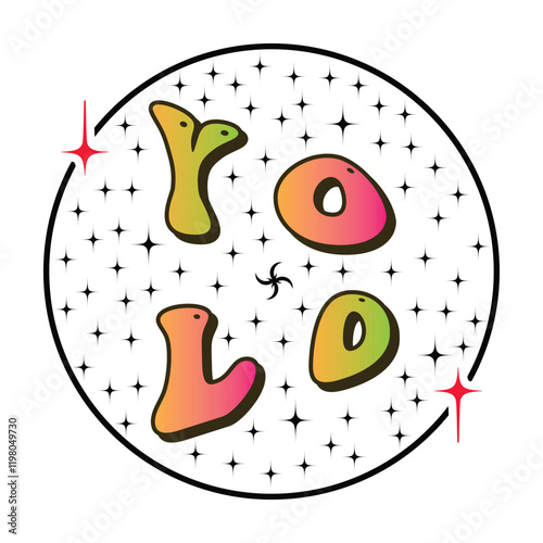 YOLO Typography T Shirt Design with Gradient Colors and Sparkling Background