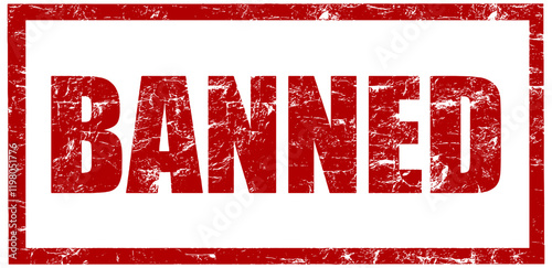 Banned Stamp in red, isolated 