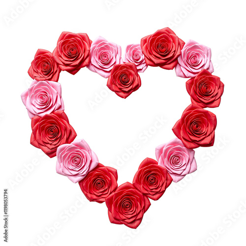 Wallpaper Mural Heart wreath of red  pink paper roses on white backdrop Torontodigital.ca