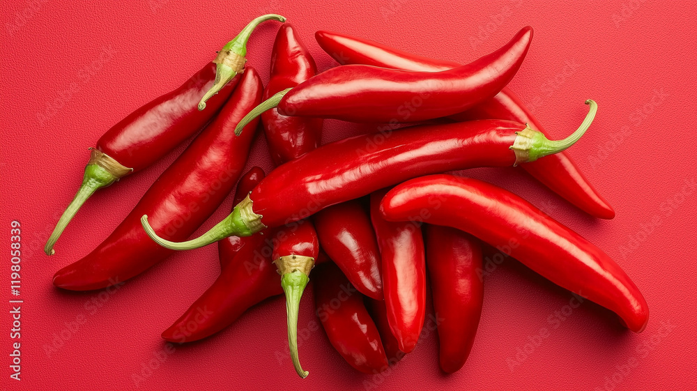 Vibrant red chili peppers minimalistic backdrop culinary blog or spicy food advertisement
Vibrant red chili peppers minimalistic backdrop culinary blog or spicy food advertisement