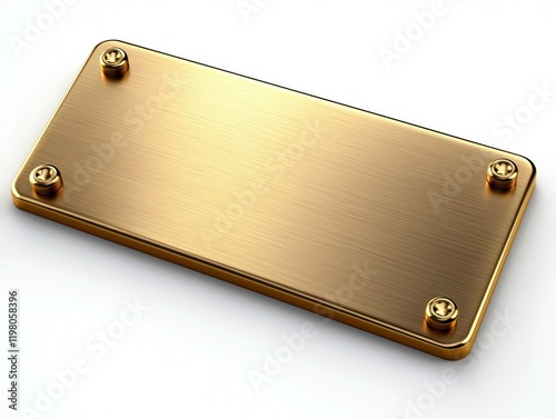 Wallpaper Mural Blank shiny brass nameplates lie on white background. Ready for engraving customization. High-quality polished metal. Perfect for personalized signs, labels, identification. Modern design. Elegant, Torontodigital.ca