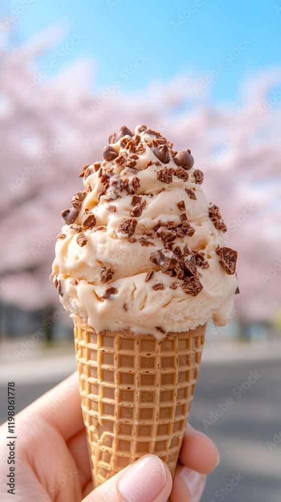 Vanilla Ice Cream Cone Topped With Chocolate Vanilla Ice Cream Cone Topped With Chocolate