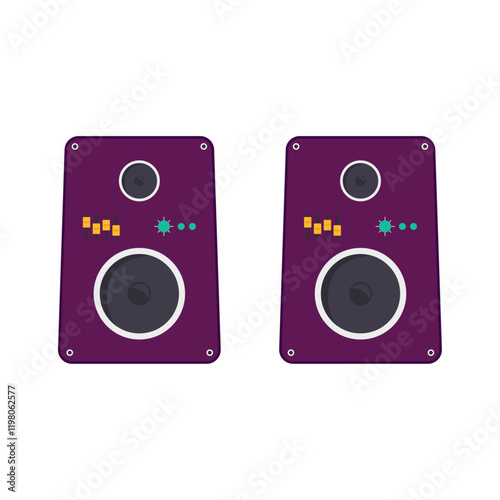 90s speakers in flat style. Hand drawn vector vintage illustration. Music retro icon