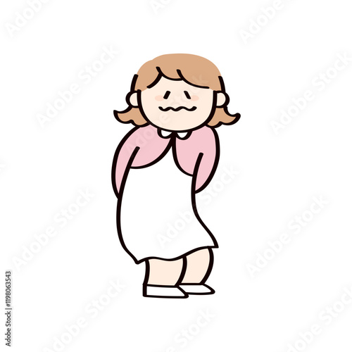 照れてる子供のイラスト