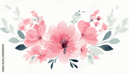 Abstract vector  art floral background vector, wallpaper with watercolor, leaf framed, flower, vivid foliage, aquarelle frame.