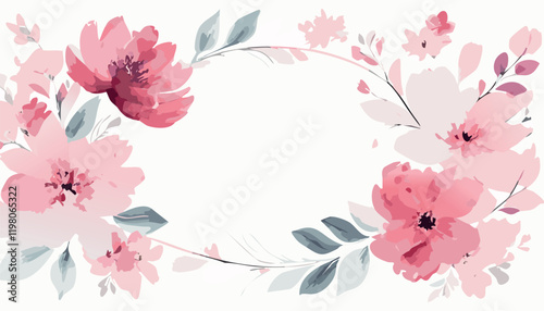 Abstract vector  art floral background vector, wallpaper with watercolor, leaf framed, flower, vivid foliage, aquarelle frame.