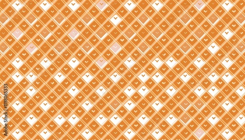 Wallpaper Mural charming gingham pattern in orange and white with small hearts perfect for backgrounds fabric or digital prints Torontodigital.ca