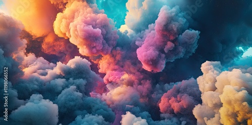 Amazing nebula and cloud design, vibrant colors, fantasy style, fantasy world background