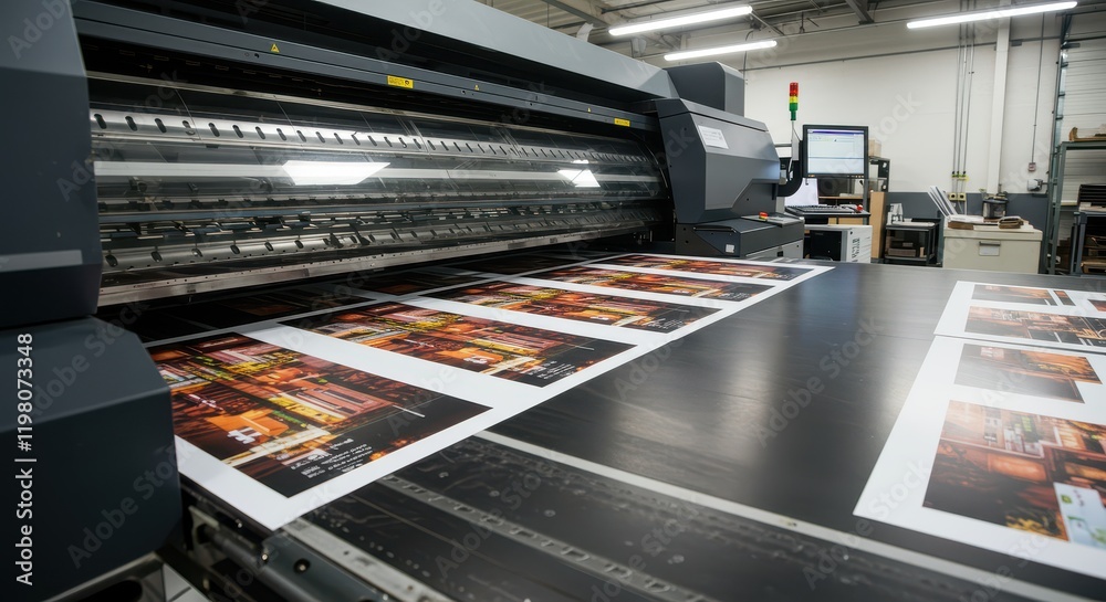 Obraz premium Large format printing equipment creates bright, high-quality images on paper for commercial use