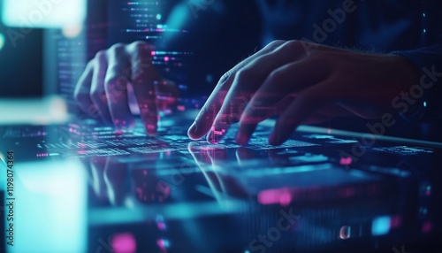 Software Developer Utilizing Digital Technology And Agile Methodology In Application Development, Coding On Tablet And Laptop In Office Environment.