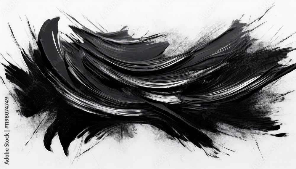 Vibrant Abstract Artwork Monochromatic Black Strokes Frame a White Canvas in an Ethereal Manner, Creating a Captivating Textural Masterpiece Vibrant Abstract Artwork Monochromatic Black Strokes Frame a White Canvas in an Ethereal Manner, Creating a Captivating Textural Masterpiece