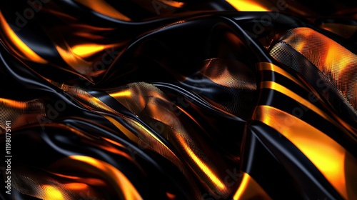   Black and yellow background with a wavy line pattern in the center