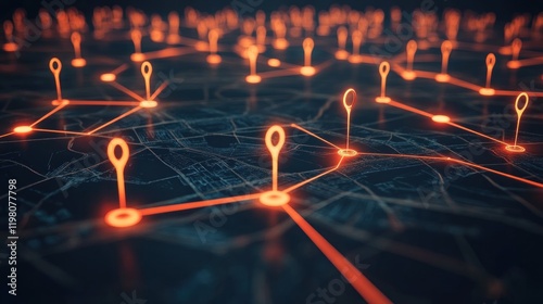 Network Map: Glowing Nodes and Connections